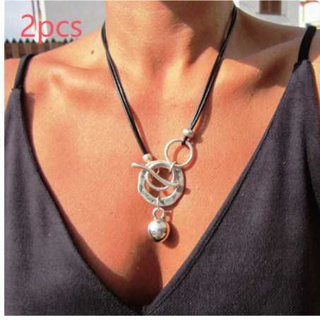 Bohemian Ring Leather Necklace