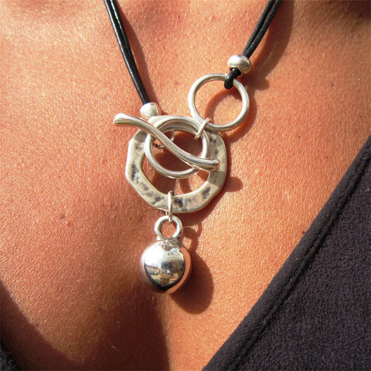 Bohemian Ring Leather Necklace